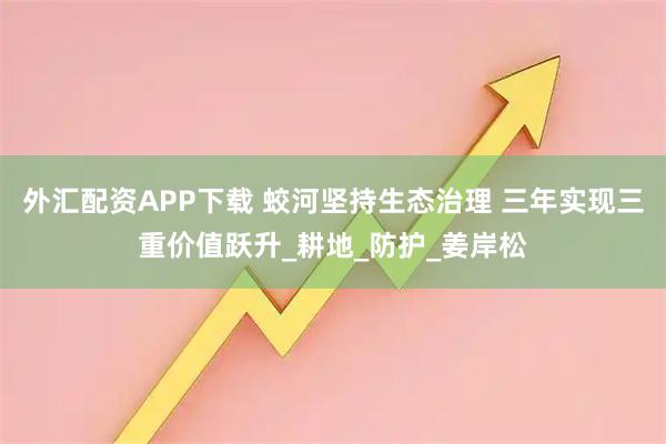 外汇配资APP下载 蛟河坚持生态治理 三年实现三重价值跃升_耕地_防护_姜岸松